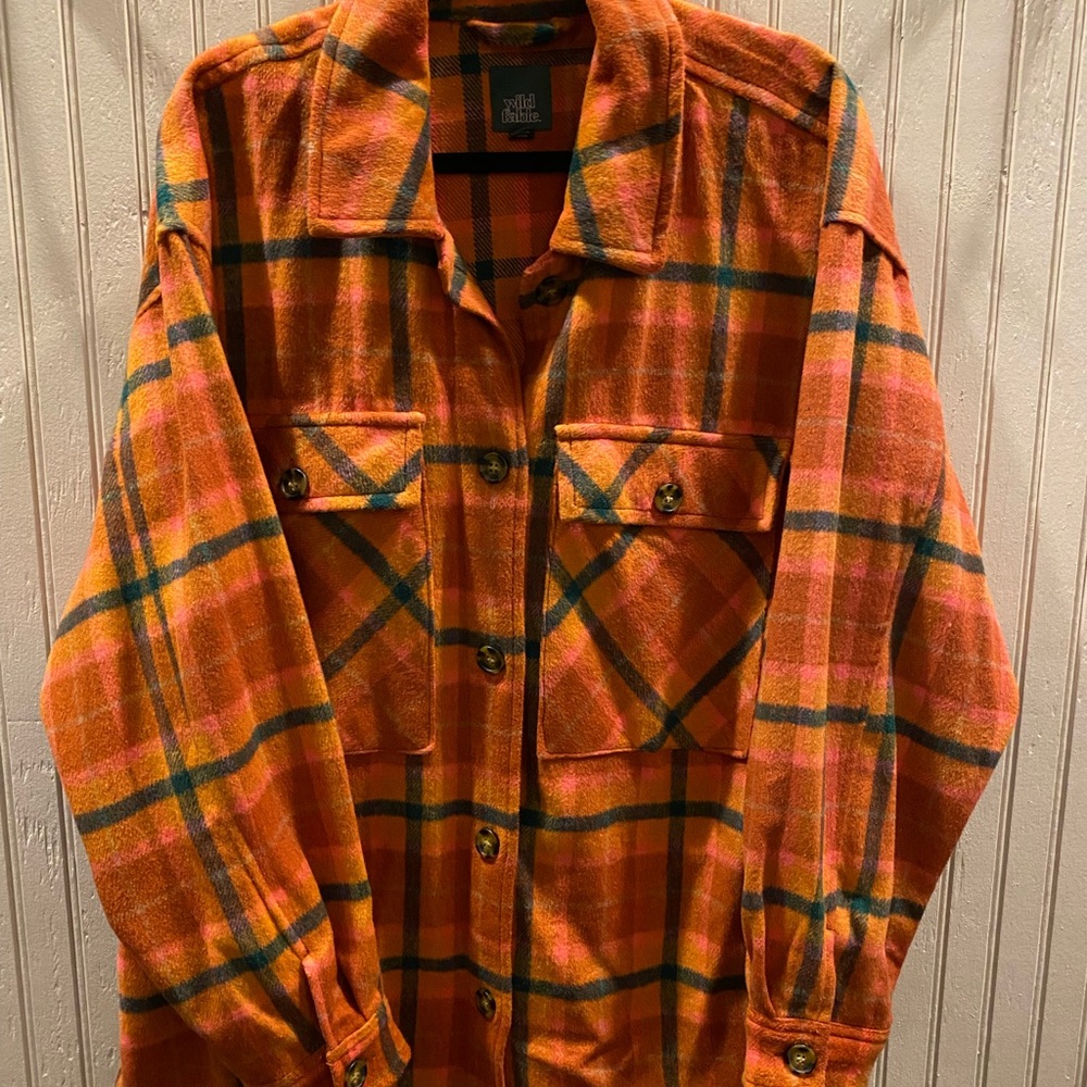 Wild Fable Vibrant Orange Plaid Shirt
